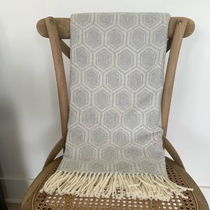 Grey/Cream octagonal patterned throw blanket.  Made in Italy